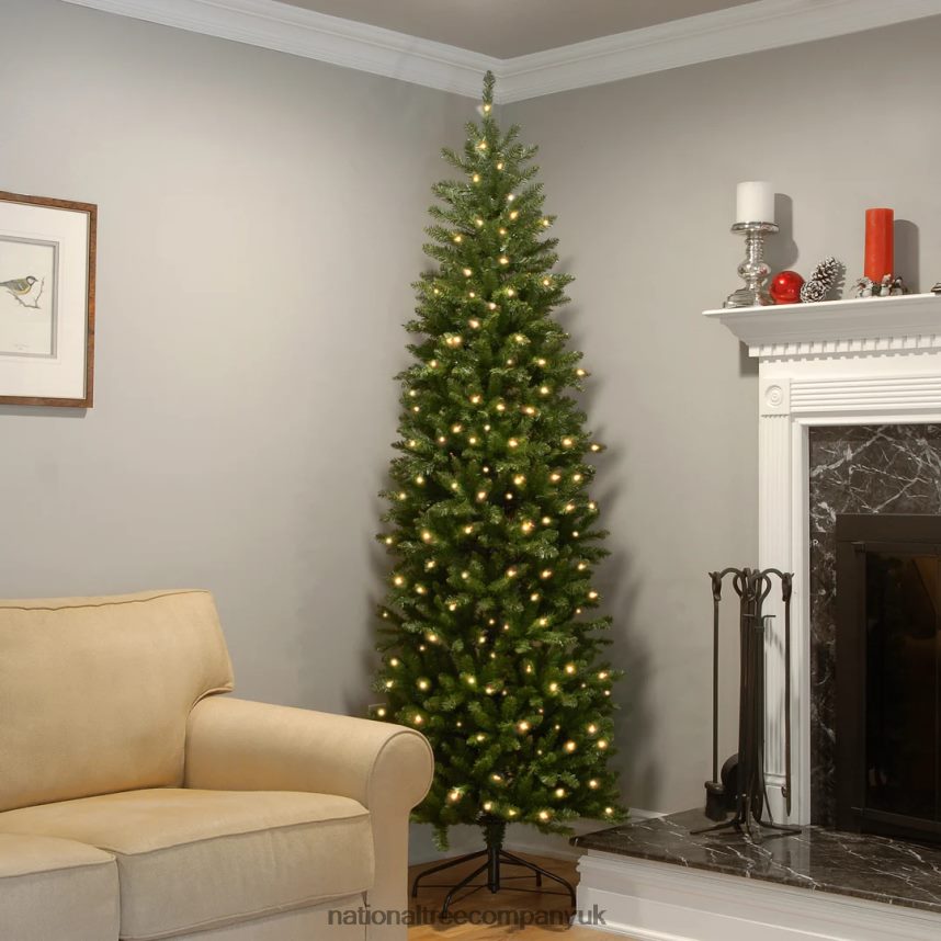 Trees | National Tree Company Artificial Pre-Lit Slim Christmas Tree Green Kingswood Fir White Lights Includes Stand 75 Feet F2L4F35